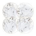 thumbnail image 1 of Coffeezone - Juego de 4 platos de postre de porcelana con diseño de mármol y incrustaciones doradas (oro ligero, 8.0 in), 1 of 5