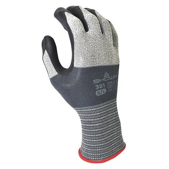 Showa VF,Coated Gloves,Black/Gray,M,160F87,PR 381M-07-V