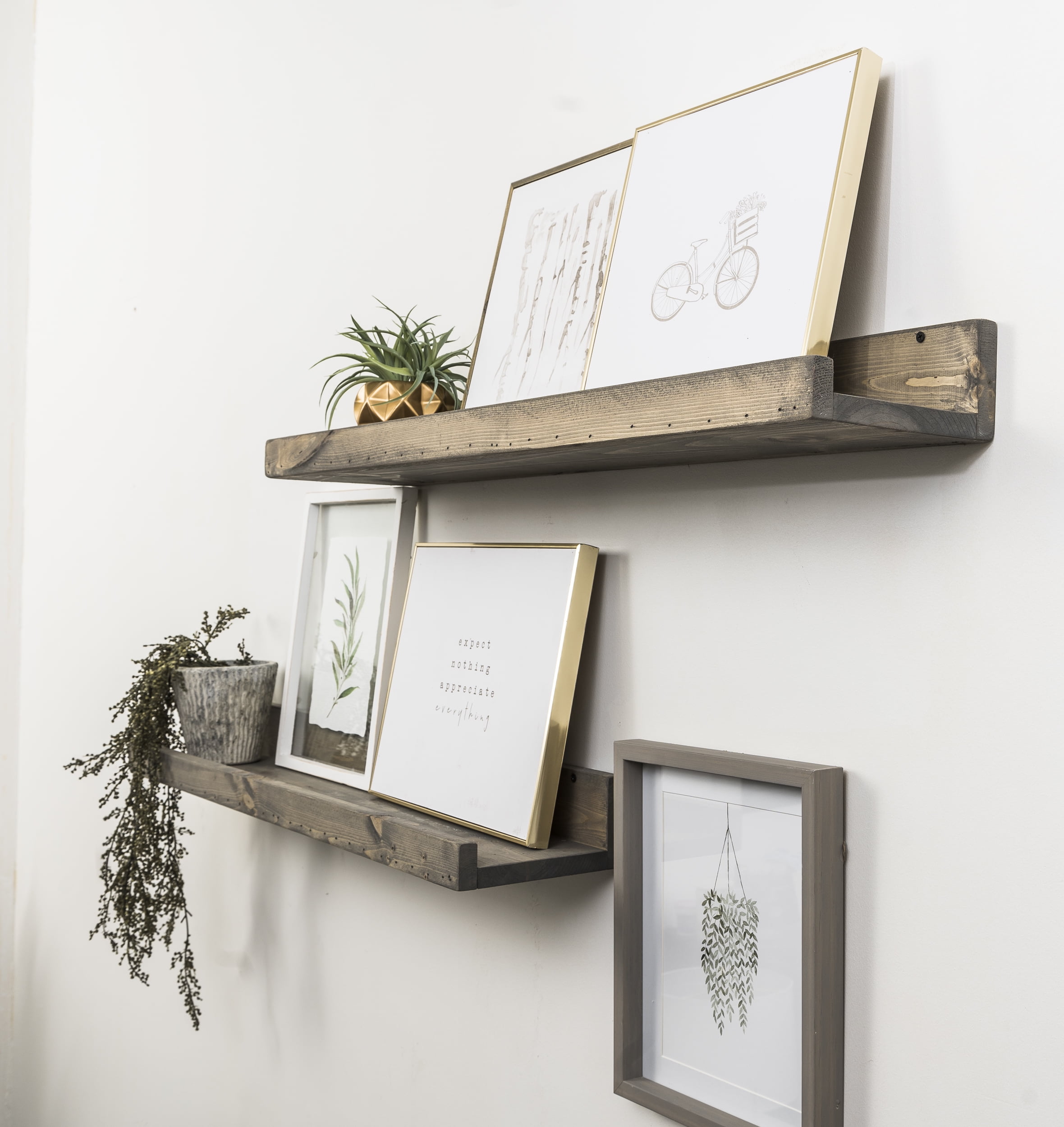 Del Hutson Designs Shallow Rustic Luxe 2 Piece Wall Shelf Set