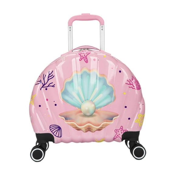 Pitycbo Kids Luggage Suitcase Portable Compact Sturdy Aluminum Handle Cartoon Festival Pink