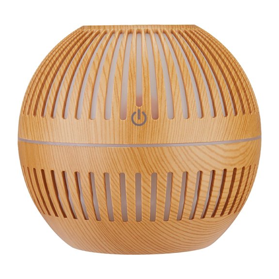 FNYOXU Humidifiers for Bedroom, Circular Retro Style Hollowed Out Wood Grain Aromatherapy Machine Humidifier Essential Oil Purification and Disinfection