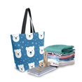 thumbnail image 2 of FORMRS Womens Canvas Tote Bag with Zipper Inner Pocket Shoulder Handbag, Blue Polar Bear, 2 of 7