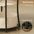 thumbnail image 3 of GVN Round Side Table with Charging Station, 3-Tier End Table with Fabric Storage Bag and Shelf, Natural Wood, 3 of 7