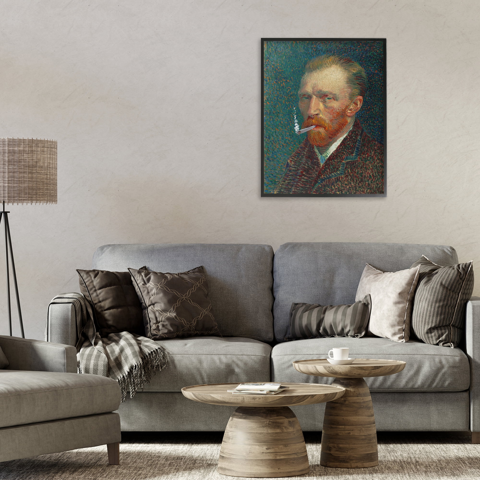Van Gogh Portrait with Smoke Black Framed Giclee Art, design by Masters Redux