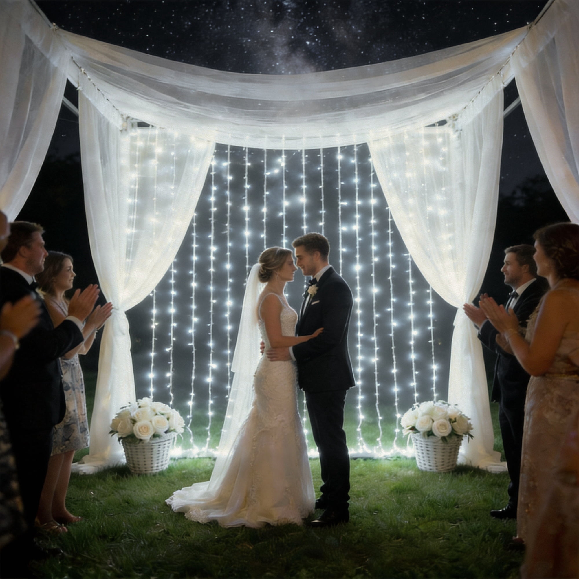 Beatineon 300 LED Curtain Lights,6.5x9.8Ft, USB Plug in Window Curtain Lights Hanging Christmas String Lights for Bedroom Garden Wedding Party Outdoor Indoor Wall Decorations,White