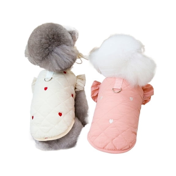 BAIANNAN Dog Clothes Pet Clothing Small Dog Cat Warm Coat Autumn Winter Waterproof Comfortable Love Flounced Sleeve Cotton Vest Outfit
