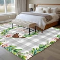 thumbnail image 4 of 5'x7' Area Rugs for Living Room Bedroom, Spring Botanical Washable Rug Carpet Runner Indoor Outdoor, Garden Birds Floral Leaves Gray Plaid Non Slip Floor Mats Area Rug for Kitchen, Nursery, 4 of 8