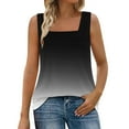 thumbnail image 2 of JTZGDY Ombre Tank Tops for Women Loose Fit Dressy Casual Tie Dye Gradient Color Print Summer Sleeveless Square Neck Tunic Blouse Trendy Flowy Beach Vacation T-Shirts A-Gray XXL, 2 of 7