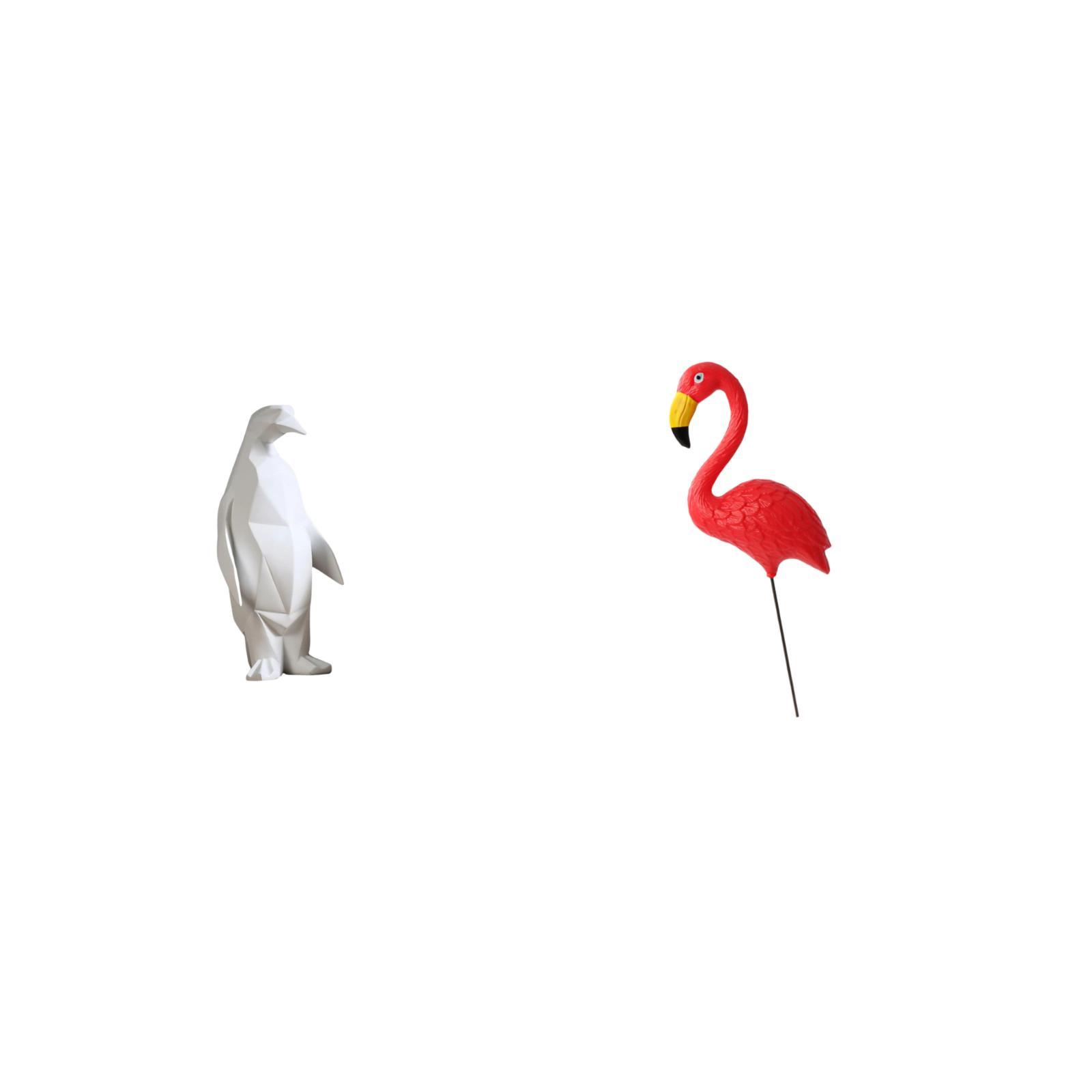 CoudarTitie Penguin Bird Sculpture Figurine Collectable Craft Decorative Ornament Resin Animal Statue Yard Art Ornament Backyard Fairy Garden Accessories Flamingo Garden Stake for Housewarming