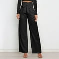 thumbnail image 2 of XFLWAM Women's Wide Leg Pants High Elastic Waisted Tie Knot Bow Trousers Business Work Straight Suit Pants Black M, 2 of 9