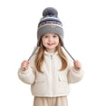 thumbnail image 4 of SRZYMJ Toddler Winter Hat Knit Earflap Beanie Pom Cap for Boys Girls Pom Top, Earflap Coverage, 4 of 6