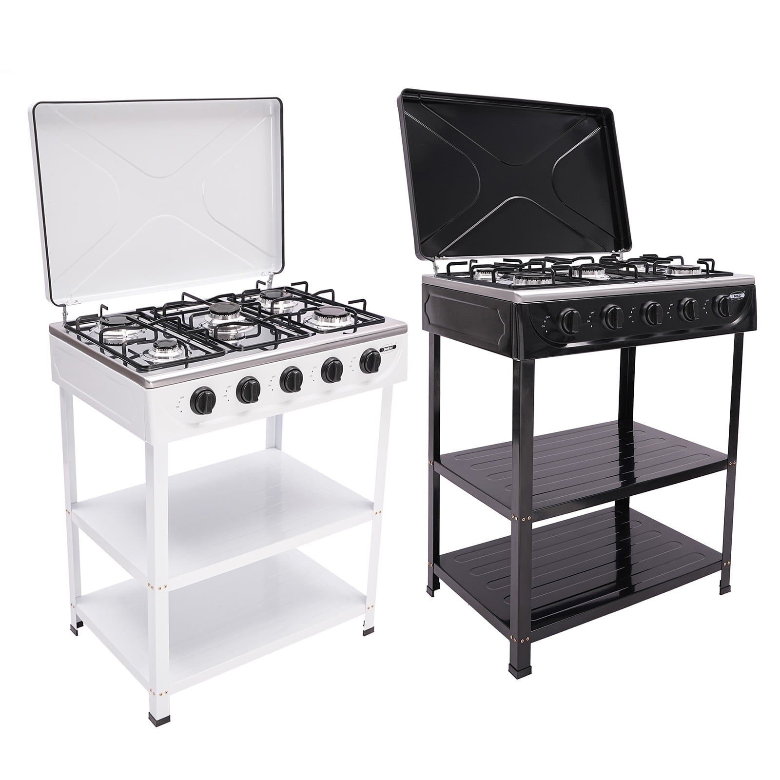Dwellnix 5 Burner Gas Stove, Heavy-Duty Iron & Aluminum Construction, Freestanding Natural Gas Stove for Outdoor Cooking & Emergency Preparedness