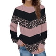 thumbnail image 2 of Fznquz Crewneck Oversized Sweatshirt for Women Winter Pink Long Sleeve Pullover Tops Striped Casual 2025 Loose Fit Pullover, 2 of 5