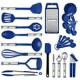 thumbnail image 1 of Kitchen Cooking Utensil Set 24 Nylon and Stainless Steel Utensil Set, Non-Stick and Heat Resistant Cooking Utensils Set, Kitchen Tools, Useful Pots and Pans Accessories and Kitchen Gadgets (Blue)â€¦, 1 of 15