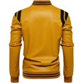 thumbnail image 3 of Men's PU Faux Leather Full-Zip Bomber Jacket Stand Collar Fleece Windproof Lightweight Motorcycle Racing Coat Outwear, 3 of 4