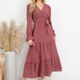 thumbnail image 4 of Utoimkio Women's Casual Loose Long Sleeve Maxi Dress Fall Winter V Neck Full Length Swing Party Long Dresses for Women, 4 of 7