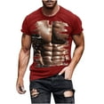 thumbnail image 3 of ZCFZJW Summer T-Shirts for Men Big and Tall 3D Fake Muscle Pattern Graphic Short Sleeve Crew Neck Workout T Shirt Loose Fit Soft Cotton Pullover Tops Wine L, 3 of 6