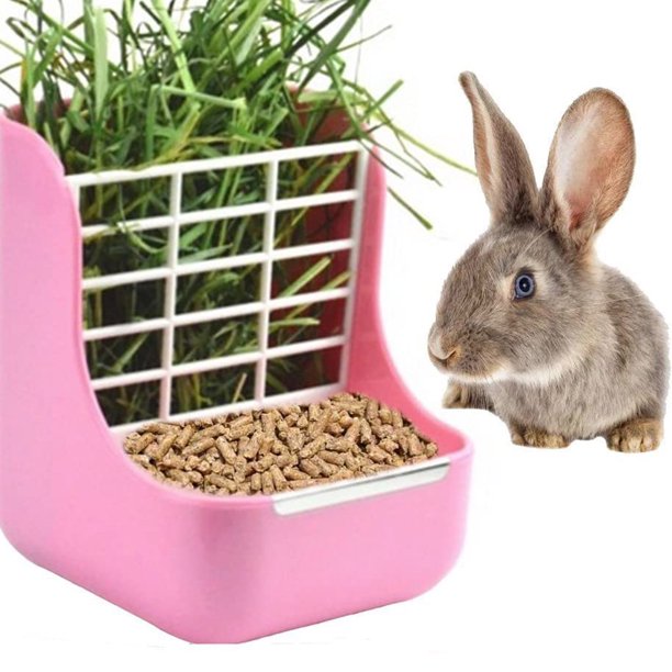 Worallymy Grass Stand Plastic Small Animals Feeder Extraíble 2 en 1 Pet Food Feeder Grass Rack Alimentador fijo Worallymy JD735808314