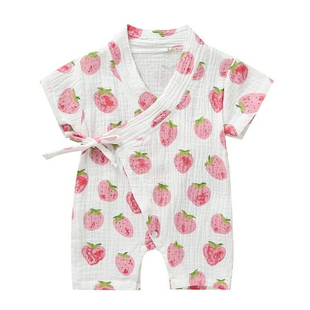 

Wanwan Jumpsuit V-neck Breathable Cotton Newborn Toddler Baby Short Sleeve Romper for Home