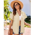 thumbnail image 2 of Camisa HOTOUCH de lino y algodón de manga corta con cuello en V para mujer, 2 of 4