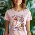 thumbnail image 5 of Pastel Halloween Ghost and Pumpkin Shirt with Flowers and Bows, Light Pink, Size XL, 5 of 6