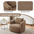 thumbnail image 5 of 360° Swivel Chair, 38.2" Accent Chair Sofa, Upholstered Swivel Barrel Sofa Chair with a Throw Pillow for Living Room, Bedroom, Office and Hotel, Dark Brown, 5 of 9