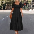 thumbnail image 4 of Sngxgn Womens Casual Long Dress Short/Long Sleeve Summer Loose Maxi Dresses(Black,M), 4 of 7