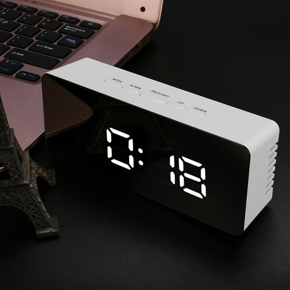 Skegnu Loud Alarm Clock Mirror LED Alarm Clock Multifunction Digital Electronic Temperature Snooze Clock Alarm Clocks for bedrooms