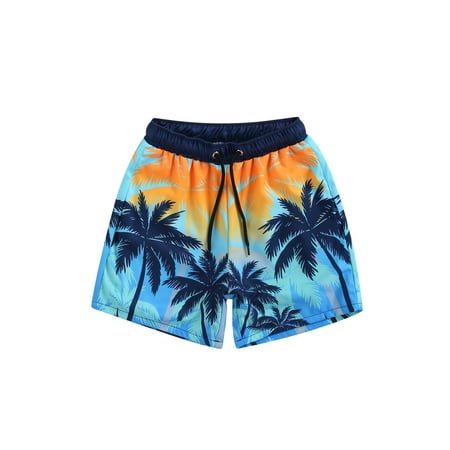 

Children S Casual Beach Drawstring Shorts Summer Boys Fashion Printing Coconut Tree Drawstring Waist Running Swimming Trunks