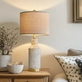 thumbnail image 2 of 25" Table Lamps Set of 2 - Modern Bedside Lamps for Living Room - White Washed Ceramic Nightstand Lamps for Bedroom, 2 of 8
