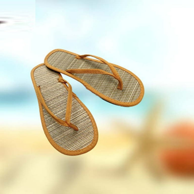 Leozcaa Women's Bamboo Flip Flop Non Slip Lightweight Indoor Summer Beach  Sandals Woven Straw Slippers - Walmart.com