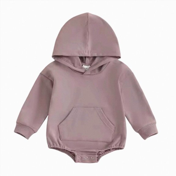 CAICJ98 Newborn Baby Boys Girls Hooded Sweatshirt Long Sleeve Solid Romper Infant Baby Fall Winter Spring Baby Outfits Girl (Purple,12-18 Months)