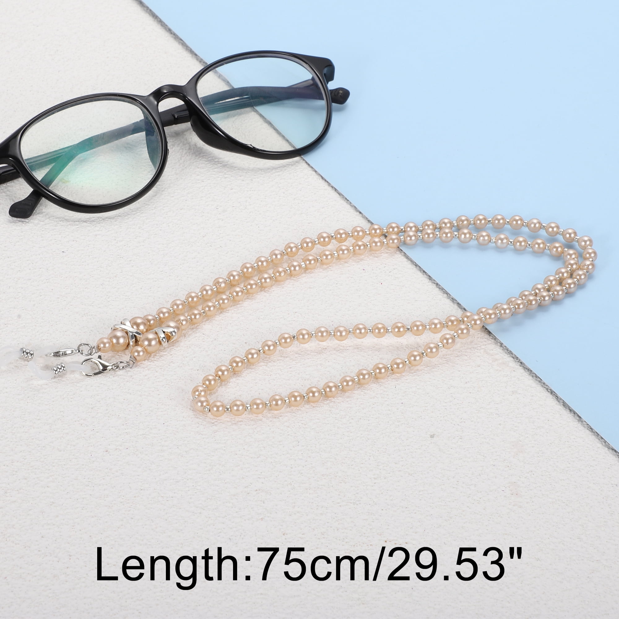 Unique Bargains Imitation Pearl Pattern Eyeglass Chain 29.53" 1 Pc Light Brown
