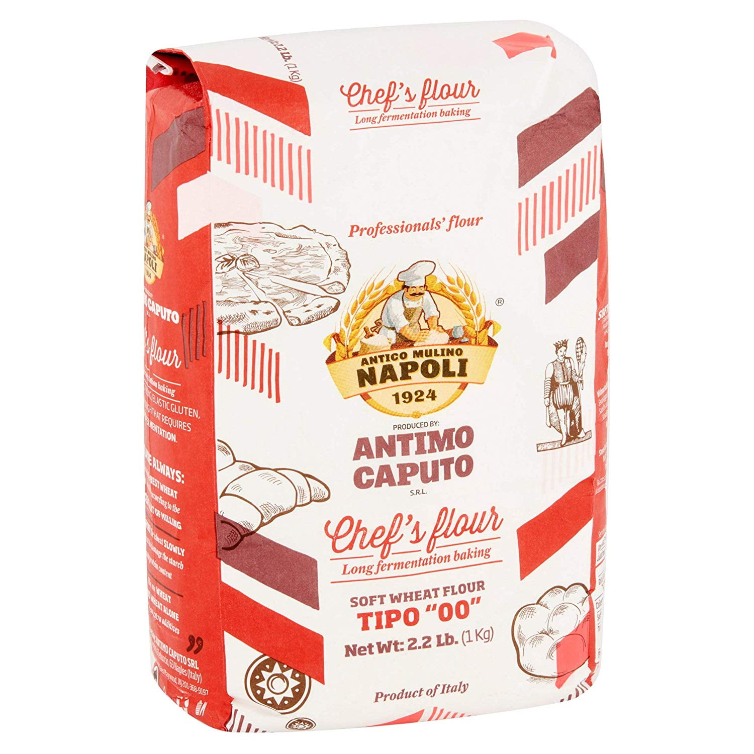 Antimo Caputo Chefs Flour 2.2 LB (Case of 10) - Italian Double Zero 00 - Soft Wheat for Pizza Dough, Bread, &amp; Pasta