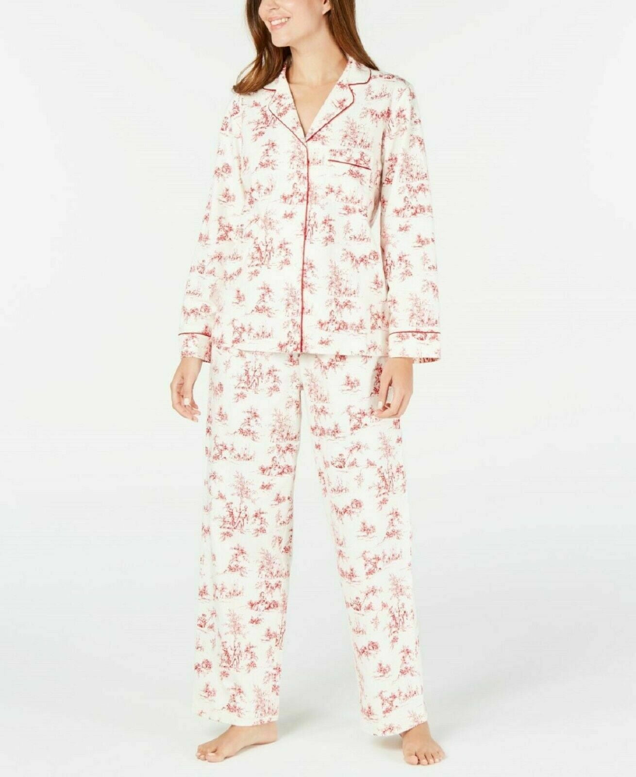 Women's Printed Cotton Pajama Set Pink Plaid Charter Club Size XXXL New 