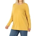 thumbnail image 3 of Zenana Women & Plus Basic Round Crew Neck Long Sleeve Stretch Cotton Spandex T-Shirts, 3 of 4