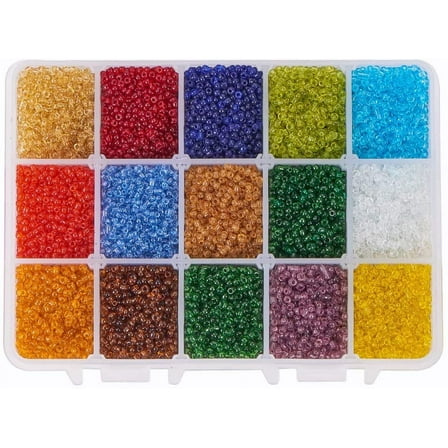 1 Box 1 Box Transparent Colours Glass Seed Beads Round Seed Beads Mixed Color Loose Charms for Jewelry Making 2cm