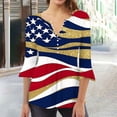 thumbnail image 2 of Kvture 4th of July Tops for Women Henley V Neck Button 3/4 Sleeve Blouse Independence Day Patriotic T Shirts Summer Yellow Tees XXXL, 2 of 5