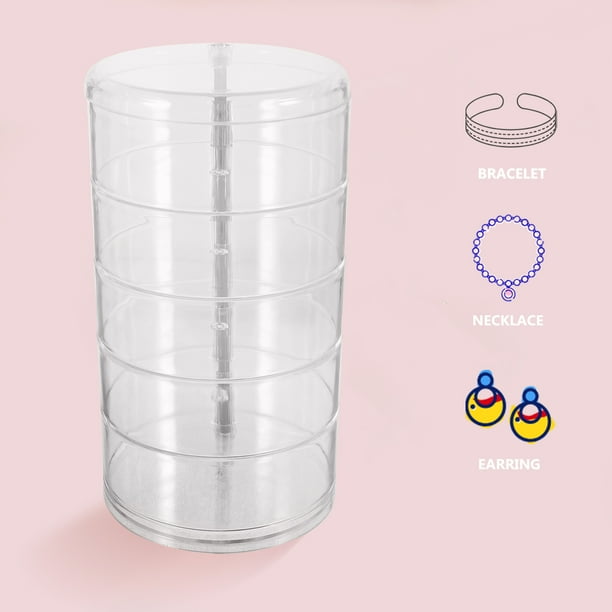 unbranded 2Ud Caja Plástica Transparente Para Almacenamiento De Cables Y Joyas Con Rotación