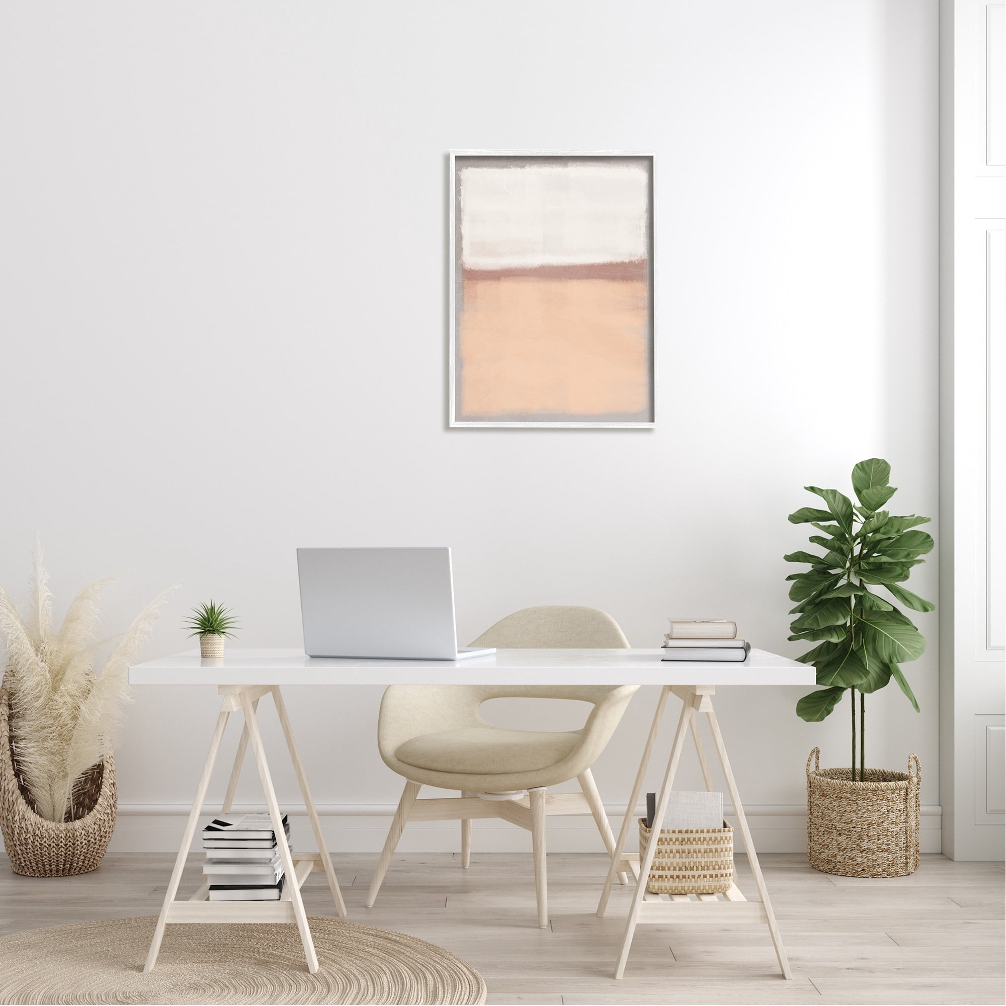 Stupell Industries Simple Opaque Painting Warm Orange White Abstract Framed Wall Art, 24 x 30, Design by Marcus Prime