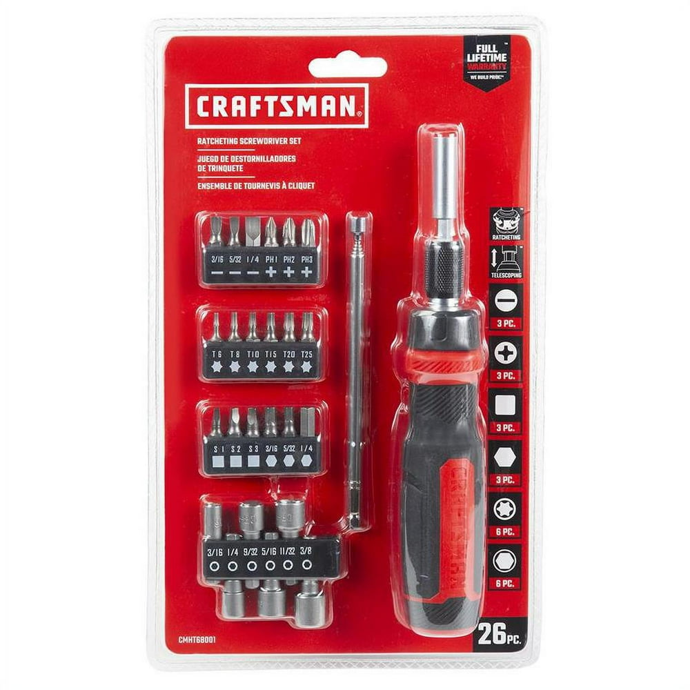 CRAFTSMAN Ratcheting Screwdriver Set, 26Piece (CMHT68001) Walmart