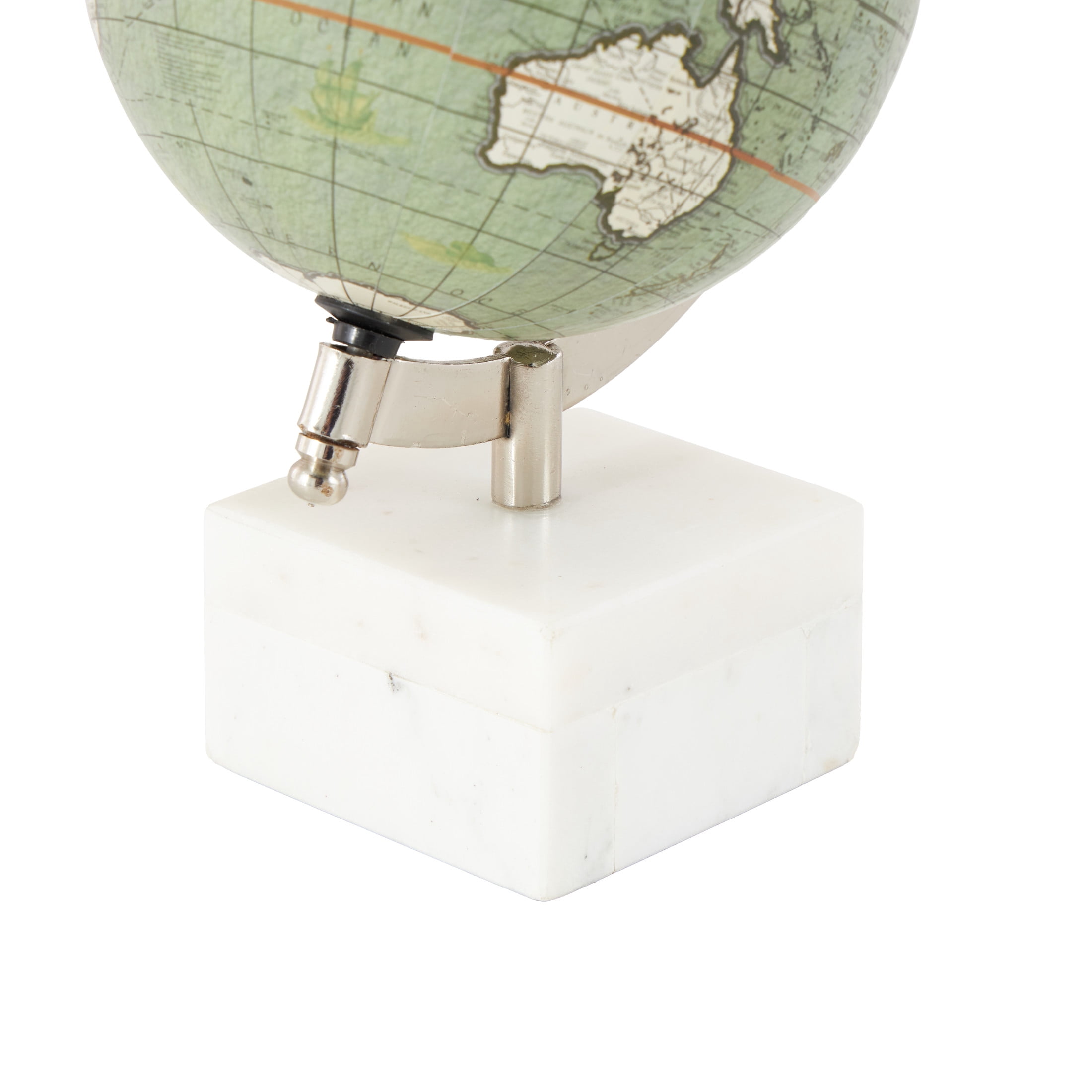 DecMode 6" White World Map Globe with Marble Base