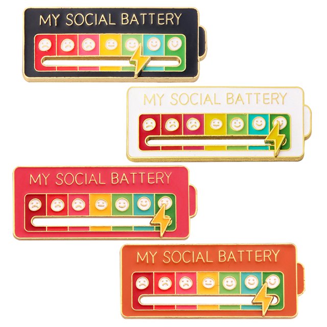 (Paquete 4) Broche Poder Social Innovador Nueva Insignia Personalizada Pin Humor Pareja (4 Piezas) (Broche Poder Social + Blanco + Rosa + Naranja)