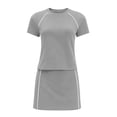 thumbnail image 5 of Ohufall 2PC Womens Short Skirt Sets Sport Short Sleeve Crew Neck Solid Color Elastic Waist Top with Short Skirt Sets, 5 of 5