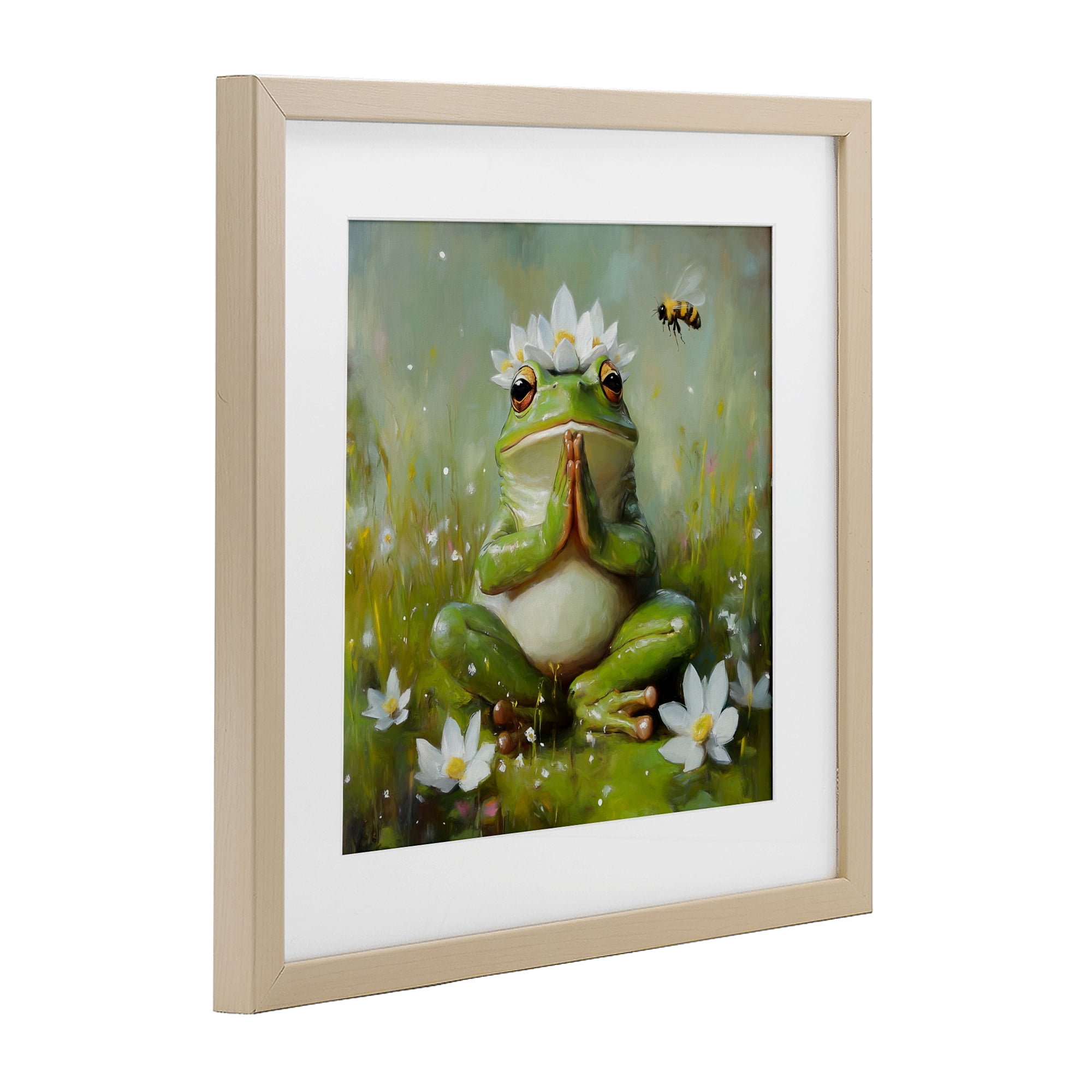 Stupell Industries Buddha Bullfrog Meditation Birch Framed Print Under Glass, design by Tina LeCour