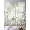 thumbnail image 3 of Coastal Sage Green Sheer Curtains 96 Inch Length 2 Panels Set, Ocean Coral Starfish Shell Modern Voile Window Treatment Semi Sheer Long Curtains Drapes for Bedroom/Living Room/Kitchen 52"x96"x2, 3 of 7