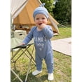 thumbnail image 4 of Loicainy Newborn Infant Boy Fall Romper 3 6 9 Months Waffled Letter Embroidery Long Sleeve Crew Neck Full Length Jumpsuit with Hat 2 Piece Set, 4 of 8
