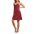 thumbnail image 2 of INSPIRE CHIC Women's Lingerie Modal Sleeveless Spaghetti Strap Lace Nightgown Loungewear S Red, 2 of 6