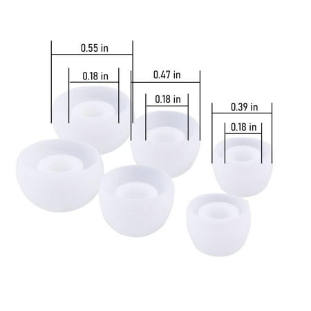 JOGZMZ Ear Tips Ear Buds Ear Gels Ear Caps Most In-Ear Earphones 3 Paris S/M/L 10/12/14mm Black-White