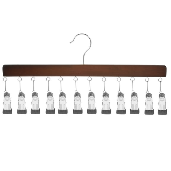 Closet Organizer Wooden Hanger with Clips Pants Jeans Hanging Organizer Hooks Hanger